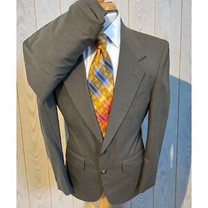 Towncraft 2 Piece Suit Mens Sz 38S 30x30 Brown Plaid Two Button Jacket Pants Set